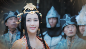 Yao Tian in General and I opening credits, with soldiers in background.